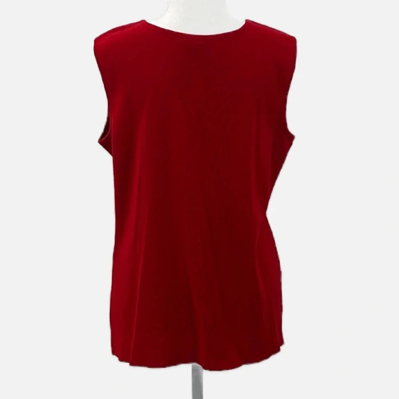 Misook Classic Knit Tank Top Scoop Neck Side Slit in Red - Size Medium - Picture 4 of 6